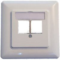 Netzwerkdose 2-Port Rahmenset für Keystones, gerader, Auslass, DIN49075, RAL9003 Signalweiß - 1 VPE = 10 St�ck