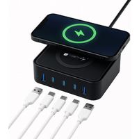 Wireless Ladestation 65W 3xUSB-C? - 2xUSB-A, 1,5m Kabel schwarz