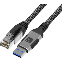 USB 3.0 Ethernet-Kabel, A/M zu RJ45/M, 3m, 1 Gbit/s aktiv schwarz/silber