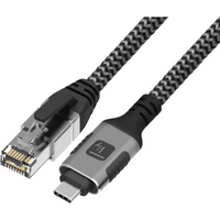 USB 3.2 Type-C Ethernet-Kabel, C/M zu RJ45/M, 3m, 1 Gbit/s aktiv schwarz/silber