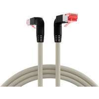Patchkabel RJ45 Patchkabel Cat.6A S/FTP LSZH, Draka UC900 TM21 2x90° grau 2m - 1 VPE = 5 St�ck