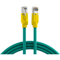 RJ45 Patchkabel Cat.5e SF/UTP PUR, TM21 Tülle gelb schleppfähig grün 10m