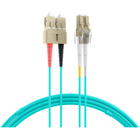 Duplex Patchkabel Flat-Twin LC-SC OM3, 50m LSZH 3x5mm aqua