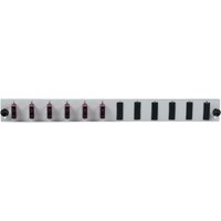 Glasfaser Verteiler Bestückte 12 Port Frontblende mit 6 x SC, Duplex Kupplung OM4 vertikal, grau - 1 VPE = 50 St�ck