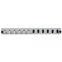 Bestückte 12 Port Frontblende mit 6 x LC, Duplex Kupplung OM4 vertikal, schwarz