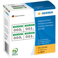 HERMA Anlagennr. selbstkl. 2-fach 15x22 mm Aufdruck grün