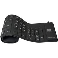 Logilink Tastatur USB / PS/2 Flexibel Wasserfest schwarz