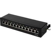 Logilink Patchpanel Tisch/Wand Cat.6 STP 12 Ports, schwarz