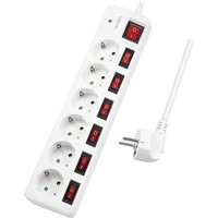 Logilink Steckdosenleiste 6-fach,6xCEE 7/3,m. 7Schalter,weiß