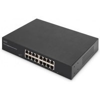 DIGITUS Switch 16-Port Gigabit, 19" unmanaged schwarz