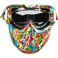 Graffiti Style Tactical Detachable Motorcycle Goggles Mask for Airsoft Riding
