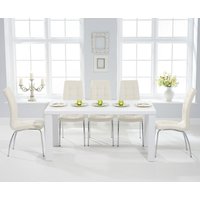 Seattle 160cm White High Gloss Dining Table with 4 Black Enzo Chairs