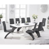 Extending Vittorio 160cm White High Gloss Dining Table with 10 Grey Aldo Chairs