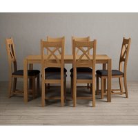 York 150cm Solid Oak Dining Table with 6 Charcoal Grey Natural Solid Oak Chairs