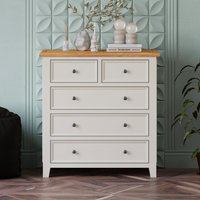 Weymouth Oak and Soft White Painted 2 Over 3 Chest of Drawers