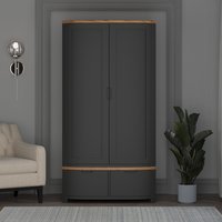 Bradwell Oak and Charcoal Painted Double Wardrobe