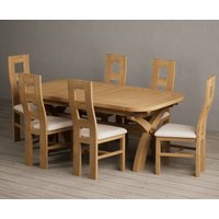 Extending Olympia 180cm Solid Oak Dining Table with 8 Charcoal Grey Natural Chairs