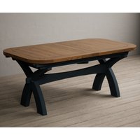 Extending Olympia 180cm Oak and Dark Blue Painted Dining Table