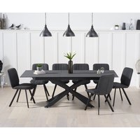 Extending Boston 180cm Grey Stone Dining Table with 10 Brown Hendrick Chairs