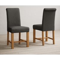 Extending York 70cm Solid Oak Dining Table with 4 Charcoal Grey Braced Chairs