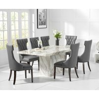 Marino 180cm Marble Dining Table with 10 Grey Sophia Chairs