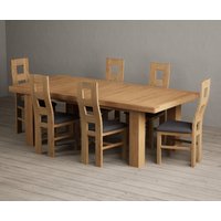 Extending Callington 230cm Oak Dining Table with 10 Charcoal Grey Natural Chairs