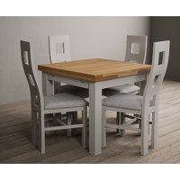 Extending Buxton 90cm Oak and Soft White Painted Dining Table with 4 Brown Painted Chairs
