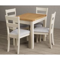 Extending Hadleigh Oak and Cream Painted Dining Table with 6 Light Grey Kendal Chairs