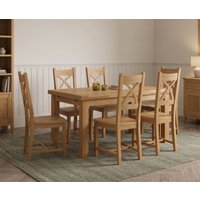 Extending Buxton 140cm Solid Oak Dining Table with 6 Oak Natural Chairs