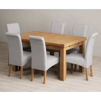 Extending Buxton 140cm Solid Oak Dining Table with 10 Natural Scroll Back Chairs