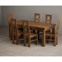 Extending Buxton 180cm Rustic Solid Oak Dining Table with 10 Rustic Oak Rustic Solid Oak Chairs