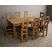 Extending Buxton 180cm Solid Oak Dining Table with 6 Charcoal Grey Natural Chairs