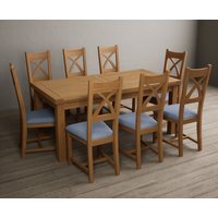 Extending Buxton 180cm Solid Oak Dining Table with 12 Light Grey Natural Solid Oak Chairs