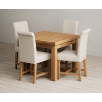 Extending Buxton 90cm Solid Oak Dining Table with 4 Natural Scroll Back Chairs