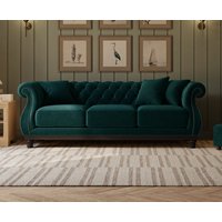 Harrow Chesterfield Green Velvet 3 Seater Sofa