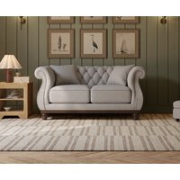 Harrow Chesterfield Grey Linen Fabric 2 Seater Sofa