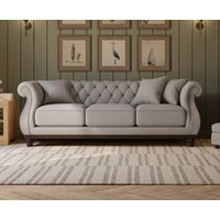 Harrow Chesterfield Grey Linen Fabric 3 Seater Sofa
