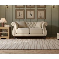 Harrow Chesterfield Ivory Linen Fabric 2 Seater Sofa