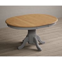 Extending Hertford 100cm - 130cm Oak and Light Grey Painted Pedestal Dining Table