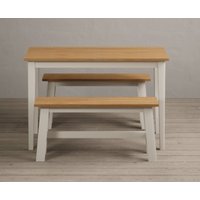 Kendal 115cm Solid Oak and Cream Painted Dining Table with 2 Cream Benches