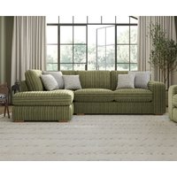 Milan Fern Green Fabric Left Hand Facing Chaise Sofa