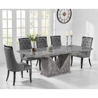 Milan 220cm Grey Marble Dining Table with 10 Grey Francesca Chairs
