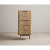 Parven Solid Oak 5 Drawer Tallboy Chest