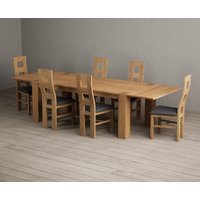 Sheringham 200cm Solid Oak Dining Table with Sheringham Oak Extensions (Pair) with 10 Charcoal Grey Natural Chairs