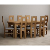 Extending Buxton 180cm Solid Oak Dining Table with 12 Charcoal Grey Natural Chairs