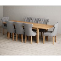 Thetford 180cm Oak Dining Table with 10 Natural Clara Chairs with Thetford 45cm Oak Extensions
