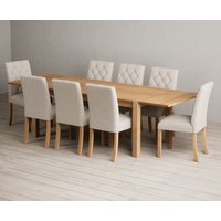 Thetford 180cm Oak Dining Table with 10 Grey Isabella Chairs with Thetford 45cm Oak Extensions