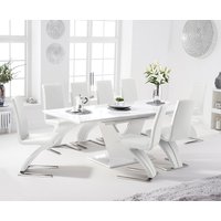 Extending Vittorio 160cm White High Gloss Dining Table with 4 White Aldo Chairs