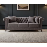 Westminster Chesterfield Light Grey Velvet 3 Seater Sofa