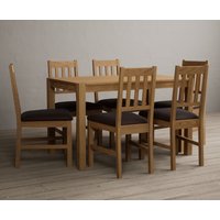 York 120cm Solid Oak Dining Table with 6 Charcoal Grey York Chairs